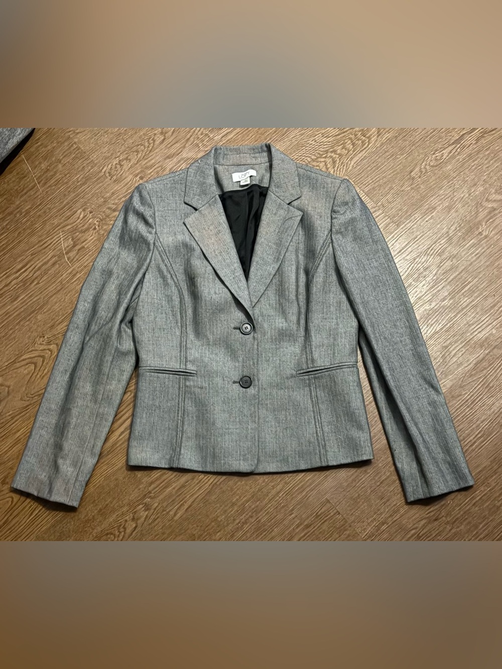 LOFT Gray Fitted Two-Button Women's Blazer